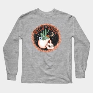 Wild soul cactus skull design Long Sleeve T-Shirt